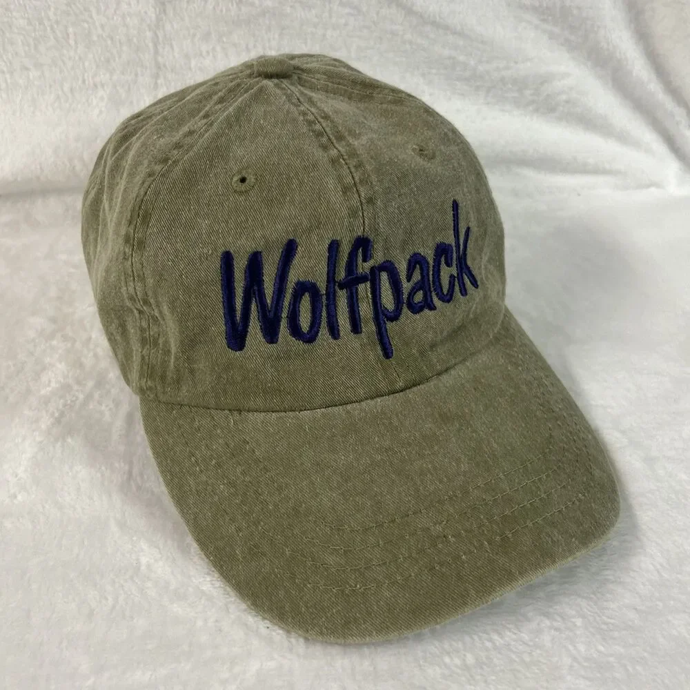 Wolfpack Mens Hat Adjustable Ball Cap Baseball Khaki/Blue NC State?